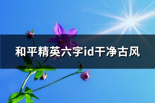 和平精英六字id干净古风(精选109个)