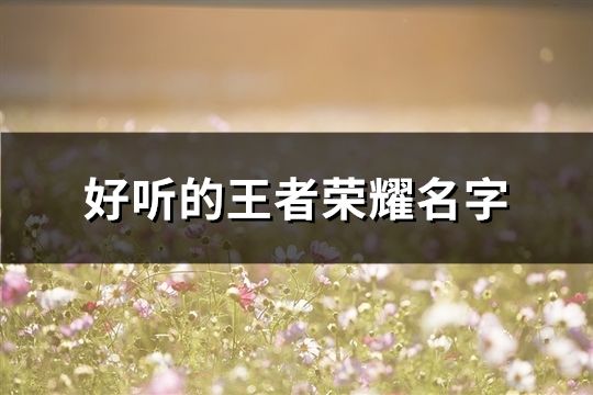 好听的王者荣耀名字(2114个)