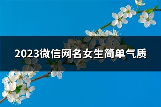 2023微信网名女生简单气质(637个)