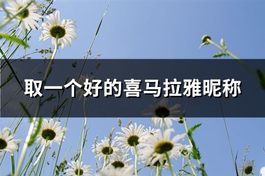 取一个好的喜马拉雅昵称(共417个)