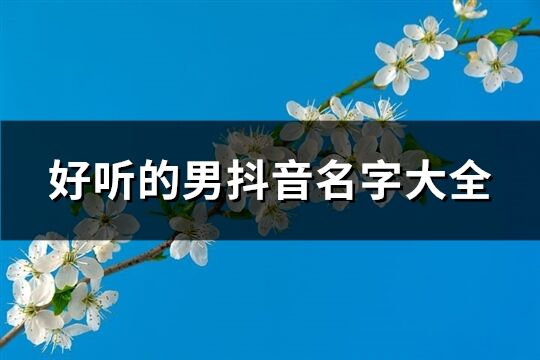 好听的男抖音名字大全(共666个)