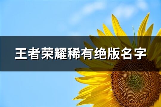 王者荣耀稀有绝版名字(精选167个)