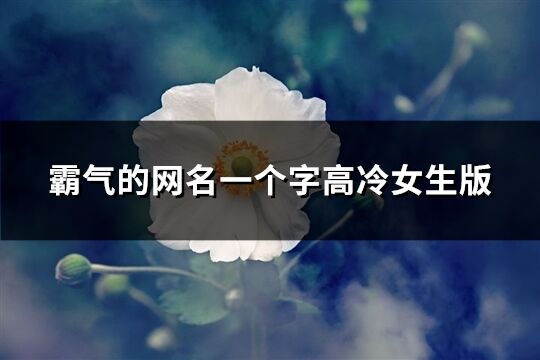 霸气的网名一个字高冷女生版(精选193个)