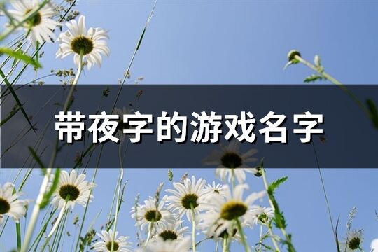 带夜字的游戏名字(共78个)