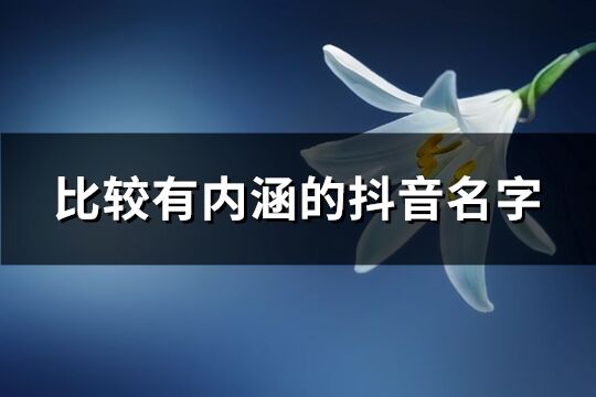 比较有内涵的抖音名字(共629个)