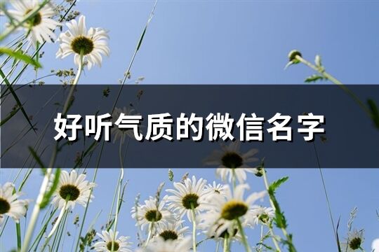 好听气质的微信名字(精选148个)