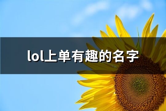 lol上单有趣的名字(精选214个)