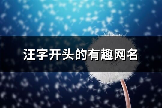 汪字开头的有趣网名(103个)