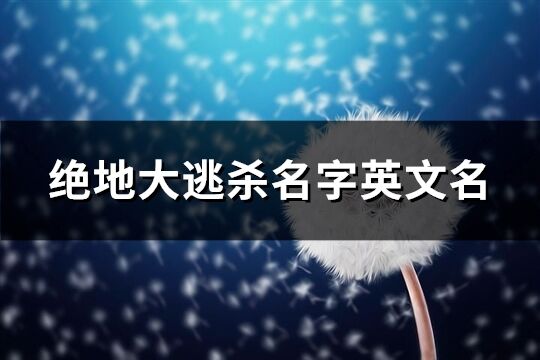 绝地大逃杀名字英文名(共105个)