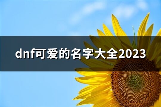 dnf可爱的名字大全2023(60个)