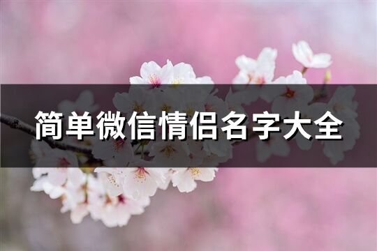 简单微信情侣名字大全(共200个)