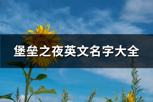 堡垒之夜英文名字大全(81个)