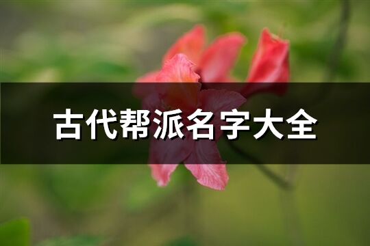 古代帮派名字大全(292个)