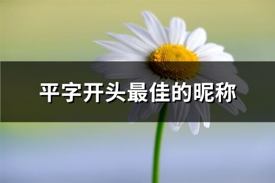 平字开头最佳的昵称(114个)