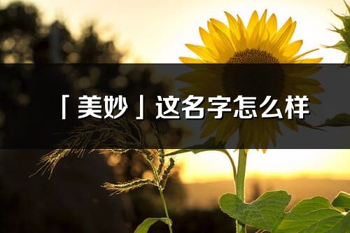 「美妙」这名字怎么样