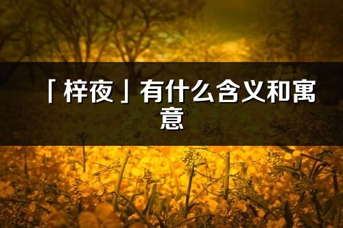 「梓夜」有什么含义和寓意