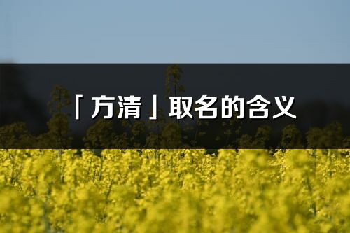 「方清」取名的含义