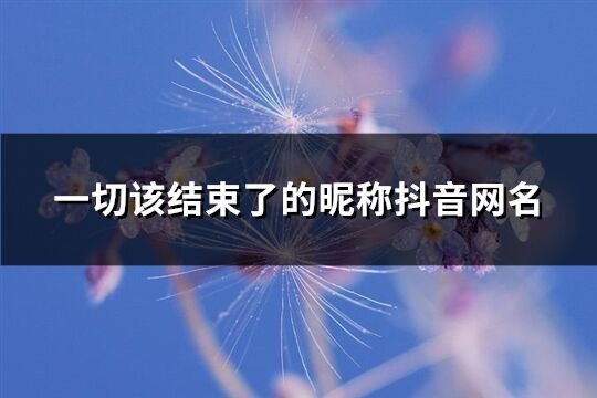 一切该结束了的昵称抖音网名(73个)