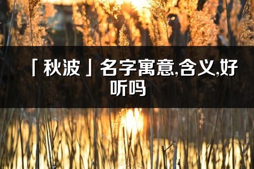 「秋波」名字寓意,含义,好听吗