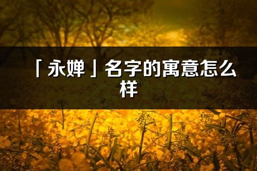 「永婵」名字的寓意怎么样