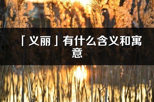 「义丽」有什么含义和寓意