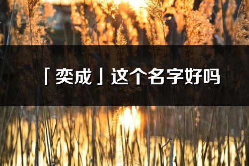 「奕成」这个名字好吗