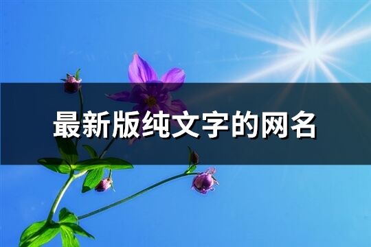 最新版纯文字的网名(共120个)