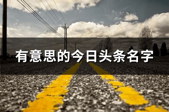 有意思的今日头条名字(精选94个)