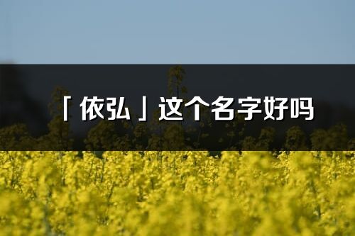 「依弘」这个名字好吗