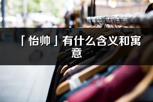 「怡帅」有什么含义和寓意