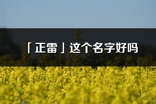 「正雷」这个名字好吗